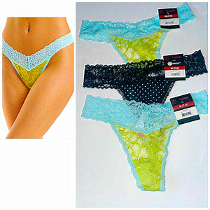 NWT 3 Pcs Women Lace Thong Panties intimates‎ medium 7-9 stretchy sexy Lingerie